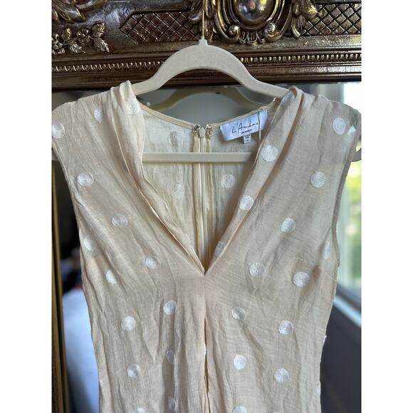 L'Academie The Lydia Mini Dress Beige and White Polka Dot XS NEW NWT! - Picture 7 of 8